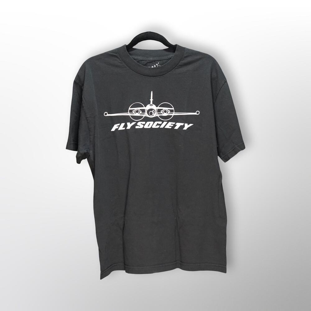 Fly Society Delivery Tee Men's Large Black 100% Cotton Made in USA Skate NWOT